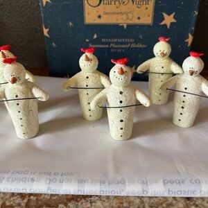 Snowman place card holders NWT vintage collectible set of 6